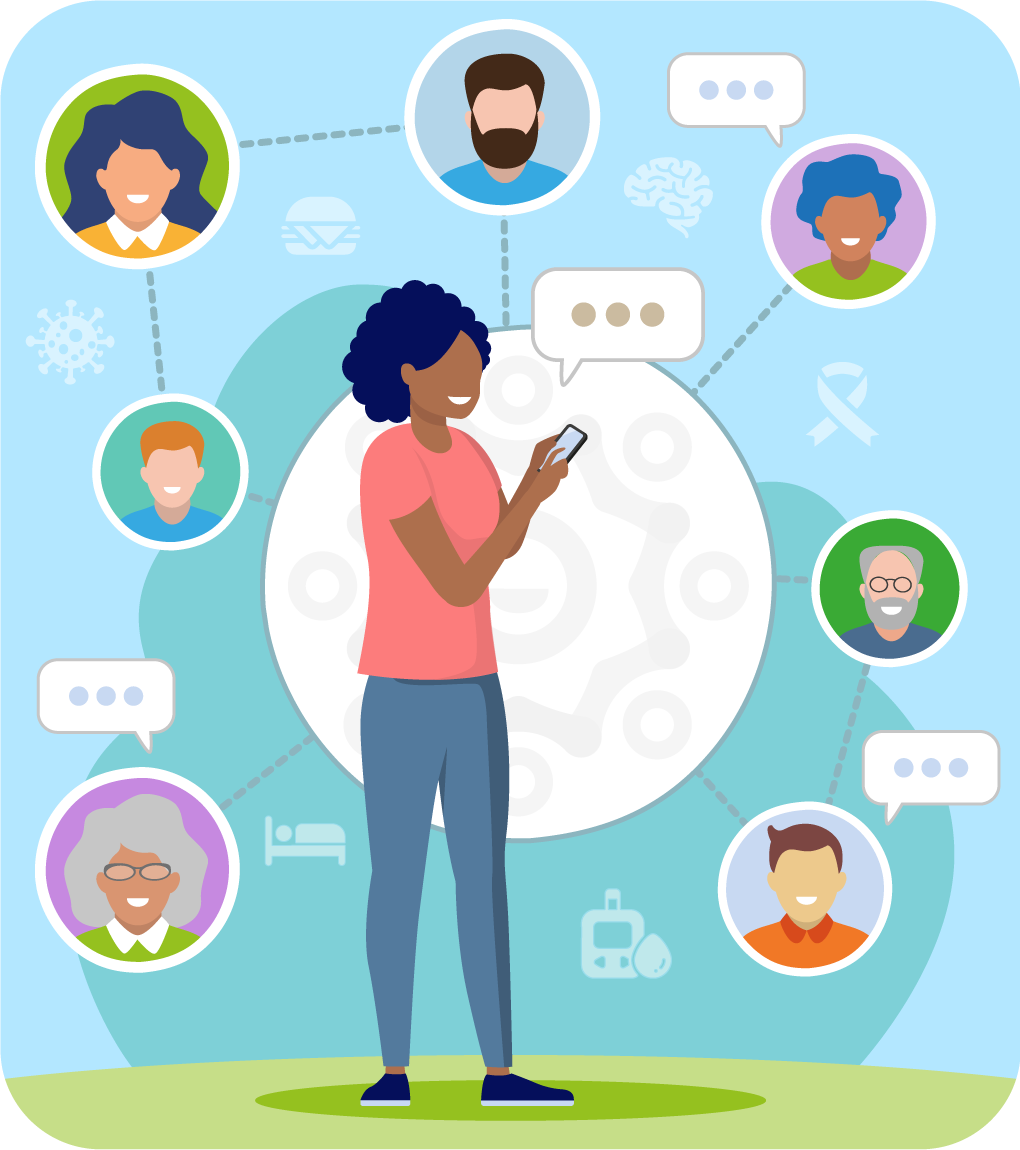 Image of woman talking with her social network