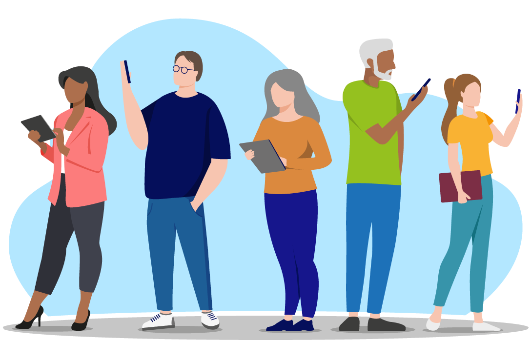 People on mobile devices